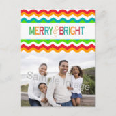 Merry and Bright Chevron Holiday | Vette kleuren Feestdagenkaart (Voorkant)