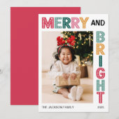 Merry and Bright Christmas bold photo Feestdagenkaart (Voorkant / Achterkant)