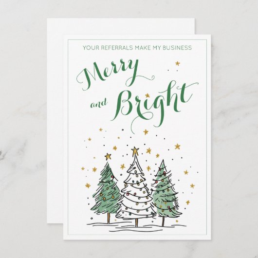 Merry and Bright Christmas Business Referral Notitiekaartje (Voorkant / Achterkant)