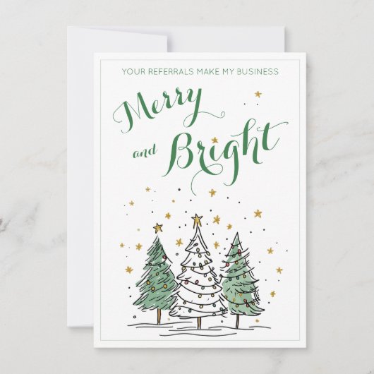 Merry and Bright Christmas Business Referral Notitiekaartje (Voorkant)