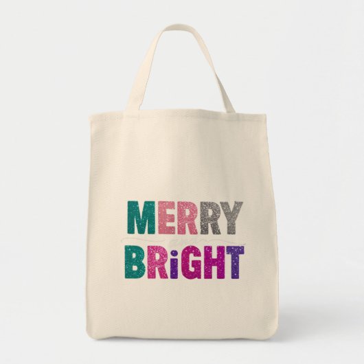 Merry and Bright Christmas Glitter Shirt Tote Bag (Voorkant)