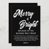 Merry and Bright Christmas Gold Beige Script Zwart Feestdagenkaart (Voorkant / Achterkant)