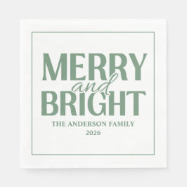Merry And Bright Christmas Holiday Green Servet