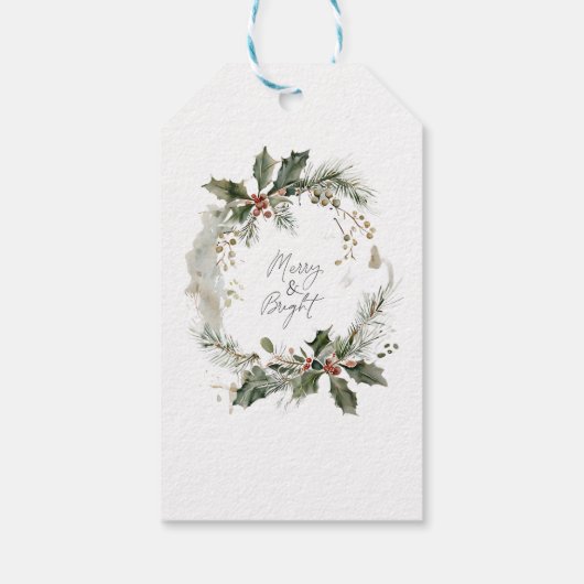 Merry and Bright Christmas Krans Gift Label Cadeaulabel (Achterkant)