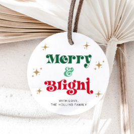 Merry and Bright Christmas Label Holiday Gift Labe