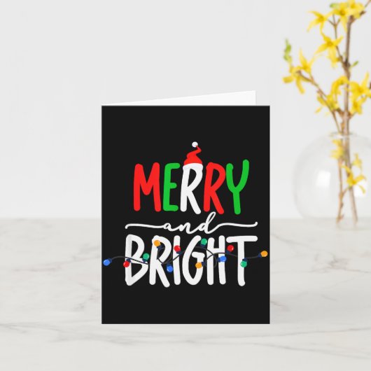 Merry And Bright Christmas Lights Family Pajama Xm Kaart (Gele Bloem)