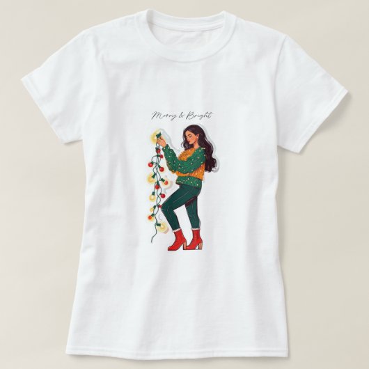 Merry and Bright Christmas Lights Shirt (Design voorkant)