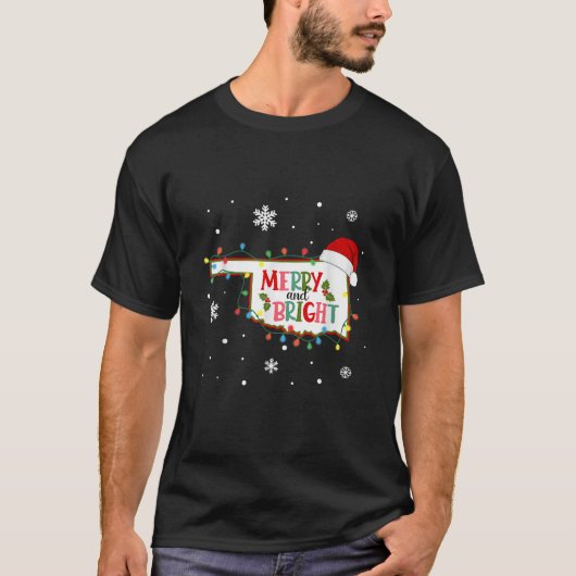 Merry And Bright Christmas Lights Xmas Oklahoma St T-shirt (Voorkant)