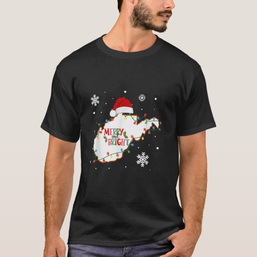 Merry And Bright Christmas Lights Xmas West Virgin T-shirt (Voorkant)