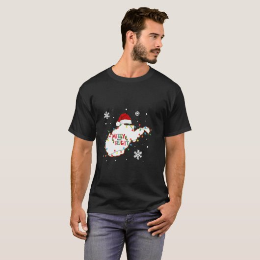 Merry And Bright Christmas Lights Xmas West Virgin T-shirt (Voorkant volledig)
