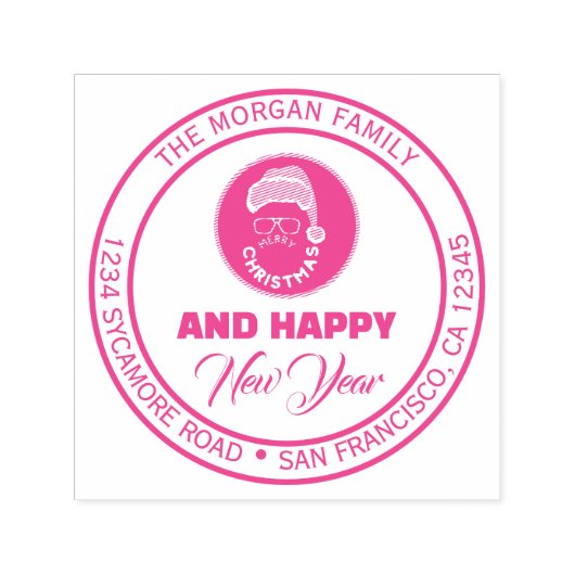 Merry and Bright Christmas Party Retouradres Zelfinktende Stempel (Design)