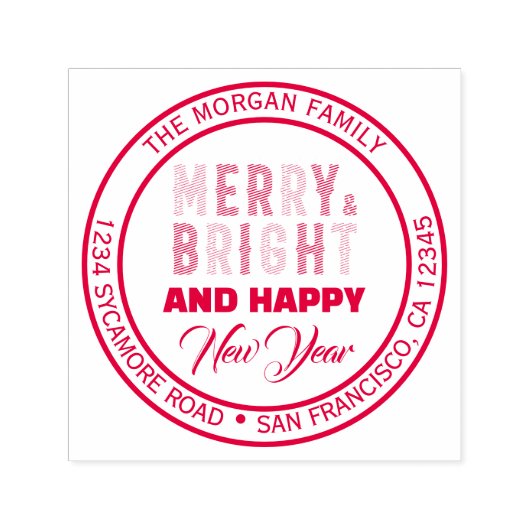 Merry and Bright Christmas Party Retouradres Zelfinktende Stempel (Design)