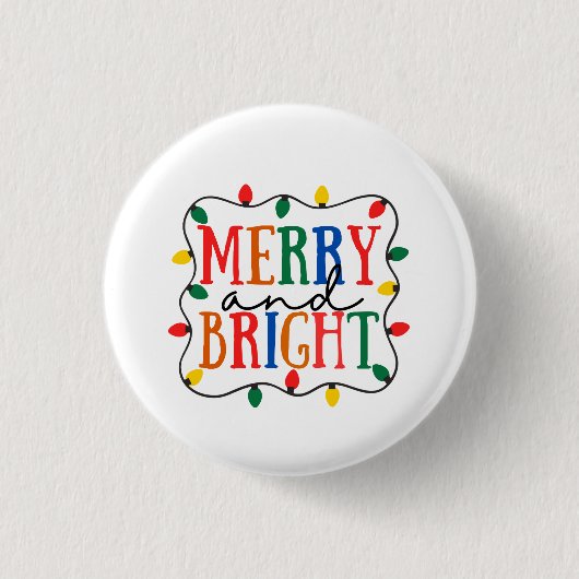 Merry And Bright Christmas Ronde Button 3,2 Cm (Voorkant)