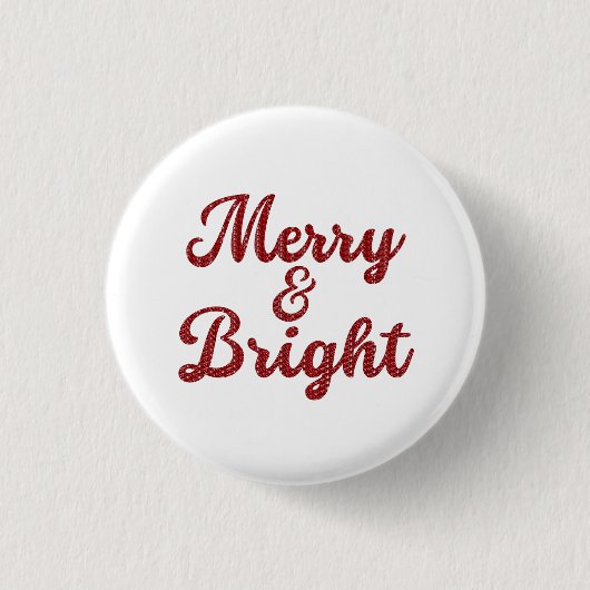 Merry and Bright Christmas Ronde Button 3,2 Cm (Voorkant)