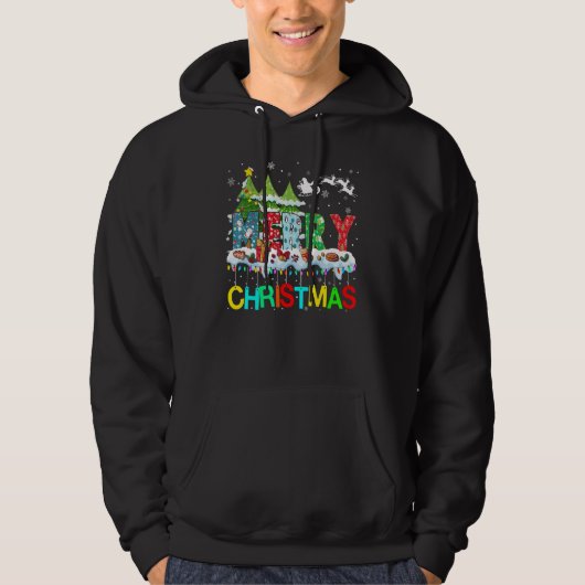 Merry and Bright Christmas Tree Christmas Lights M Hoodie (Voorkant)
