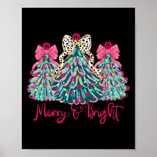 Merry And Bright Christmas Tree Coquette Poster (Voorkant)