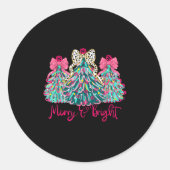 Merry And Bright Christmas Tree Coquette  Ronde Sticker (Voorkant)