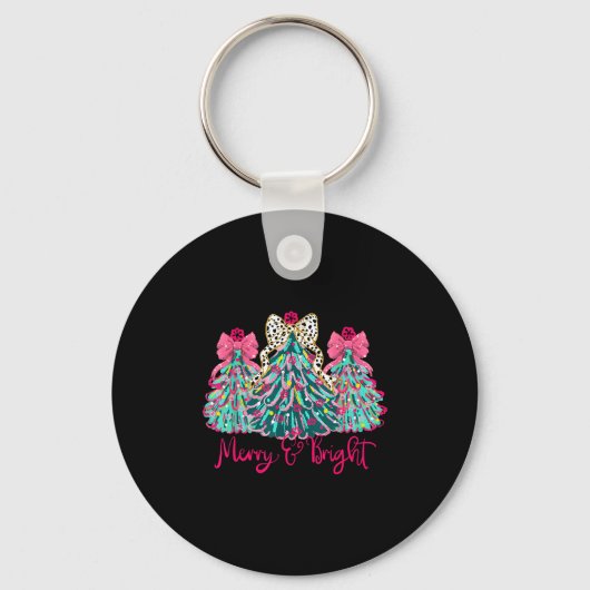 Merry And Bright Christmas Tree Coquette Sleutelhanger (Voorkant)