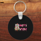 Merry And Bright Christmas Tree Nk Coquette Bow Wo Sleutelhanger (Voorkant)