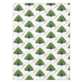 Merry and Bright Christmas Tree Peacock Pattern Tafelkleed (Voorkant)