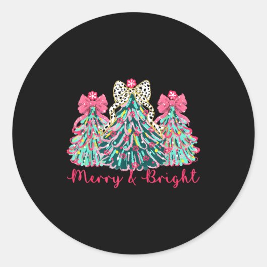Merry And Bright Christmas Tree Xmas Tree Family H Ronde Sticker (Voorkant)