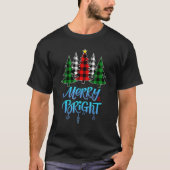 Merry And Bright Christmas Wild Leopard Plaid Tree T-shirt (Voorkant)