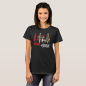 Merry And Bright Christmas Wild Leopard Plaid Tree T-shirt (Voorkant volledig)