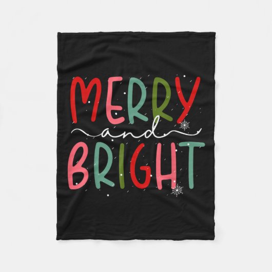 Merry And Bright Christmas Women Girls Kids Toddle Fleece Deken (Voorkant)
