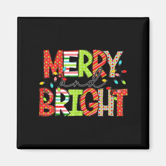 Merry And Bright Christmas Women Girls Kids Toddle Magneet (Voorkant)