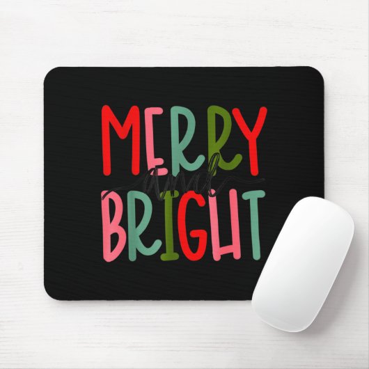 Merry And Bright Christmas Women Girls Kids Toddle Muismat (Met muis)
