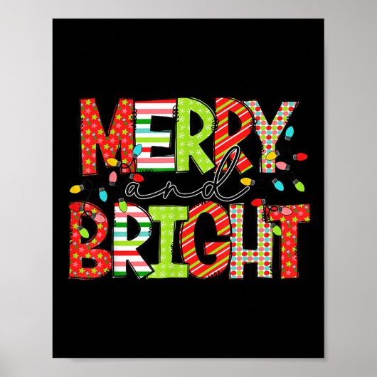 Merry And Bright Christmas Women Girls Kids Toddle Poster (Voorkant)
