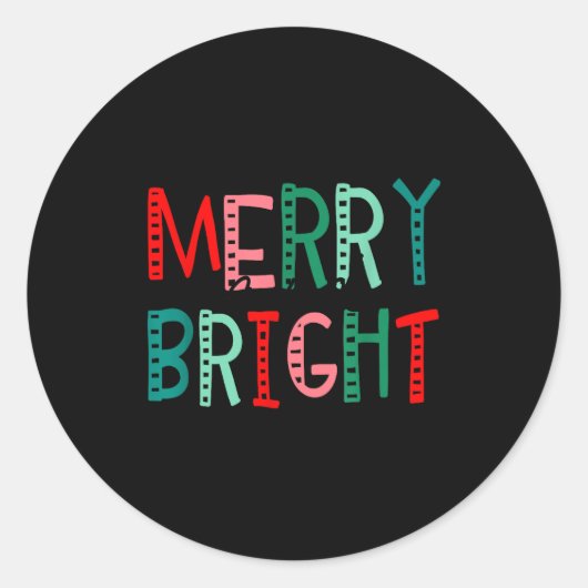 Merry And Bright Christmas Women Girls Kids Toddle Ronde Sticker (Voorkant)