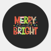 Merry And Bright Christmas Women Girls Kids Toddle Ronde Sticker (Voorkant)