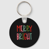 Merry And Bright Christmas Women Girls Kids Toddle Sleutelhanger (Voorkant)