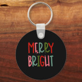 Merry And Bright Christmas Women Girls Kids Toddle Sleutelhanger (Voorkant)