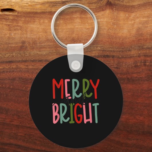 Merry And Bright Christmas Women Girls Kids Toddle Sleutelhanger (Voorkant)