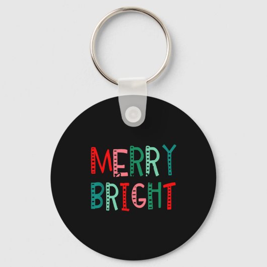 Merry And Bright Christmas Women Girls Kids Toddle Sleutelhanger (Voorkant)