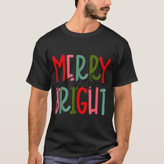 Merry And Bright Christmas Women Girls Kids Toddle T-shirt (Voorkant)