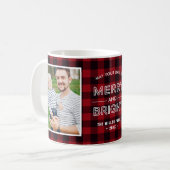 Merry and Bright Classic Red Plaid met 2 foto's Koffiemok (Voorkant links)