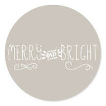 Merry and Bright Classic Round Sticker