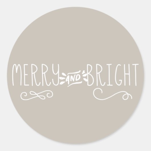 Merry and Bright Classic Round Sticker (Voorkant)