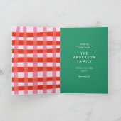 Merry and Bright Colorful Gingham aangepaste naam Feestdagen Kaart (Binnen)
