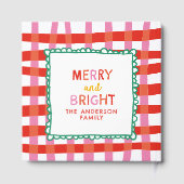 Merry and Bright Colorful Gingham aangepaste naam Gastenboek (Achterkant)