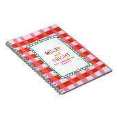 Merry and Bright Colorful Gingham aangepaste naam Notitieboek (Rechterzijde)