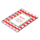 Merry and Bright Colorful Gingham aangepaste naam Notitieboek (Linkerzijde)