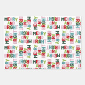 Merry and Bright Colorful Typografie Inpakpapier Vel (Voorkant 3)