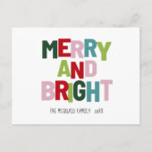 Merry and Bright Colorful Typography Named Feestdagenkaart (Voorkant)