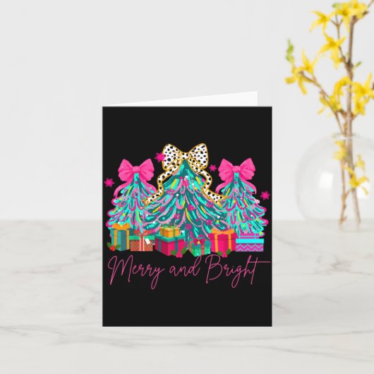 Merry And Bright Coquette Bow Christmas Tree Women Kaart (Gele Bloem)
