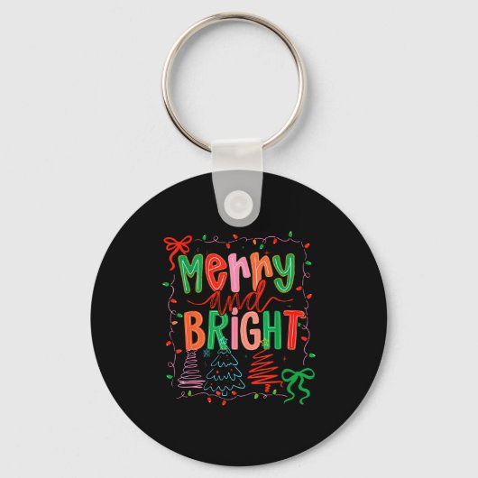 Merry And Bright Coquette Bow Christmas Tree Women Sleutelhanger (Voorkant)