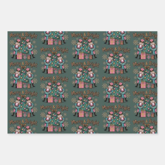 Merry and Bright Coquette Nutcracker Leopard Xmas Inpakpapier Vel (Voorkant)